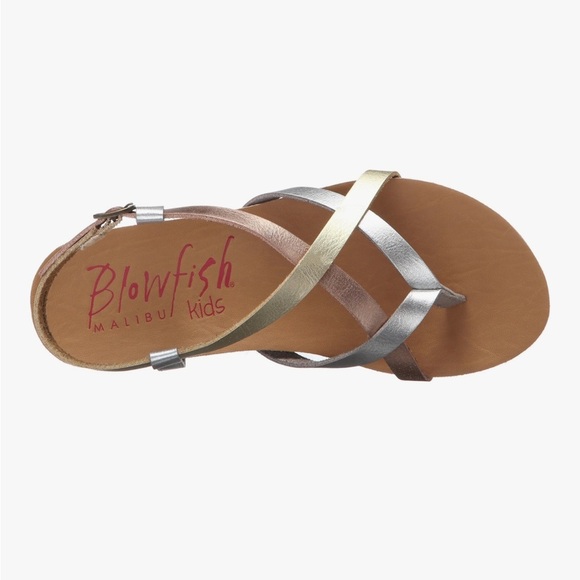 NEW Blowfish Granola-k Strappy Sandals Sz 1 Silver Gold Rose Gold - Picture 1 of 8